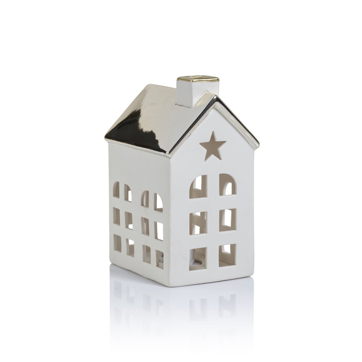 Porcelain LED House with Gold Roof - Christmas Decor by Carlyle Avenue