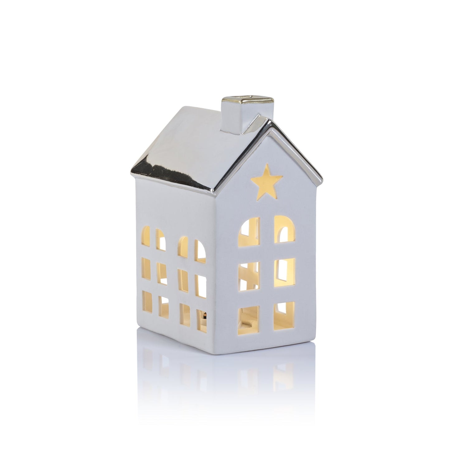 Porcelain LED House with Gold Roof - Christmas Decor by Carlyle Avenue