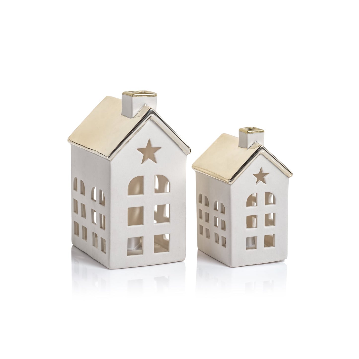 Porcelain LED House with Gold Roof - Christmas Decor by Carlyle Avenue