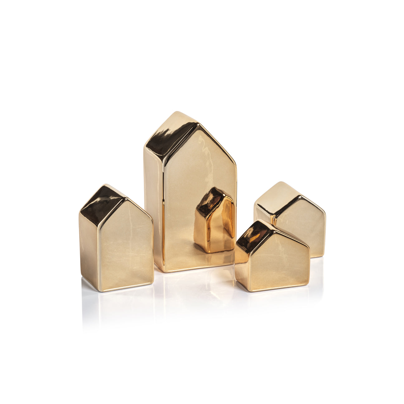 Decorative Ceramic House - Gold - Christmas Decor by Carlyle Avenue
