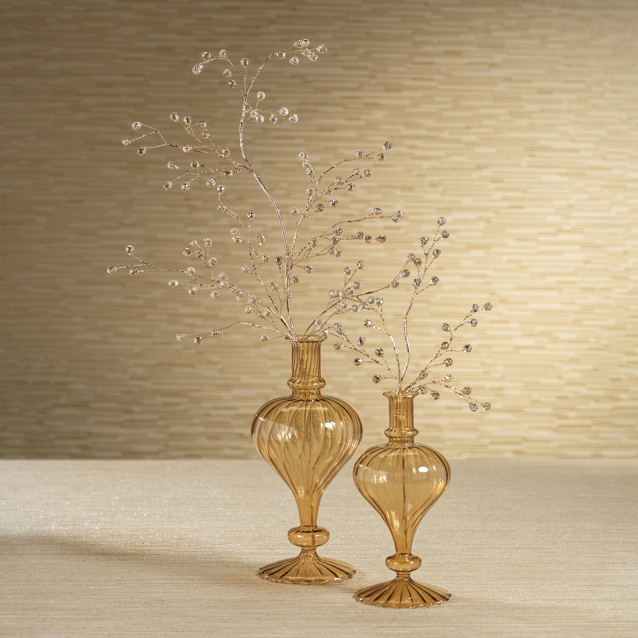 Beaded Glass Berry Pick - Clear and Gold - Christmas Decor by Carlyle Avenue