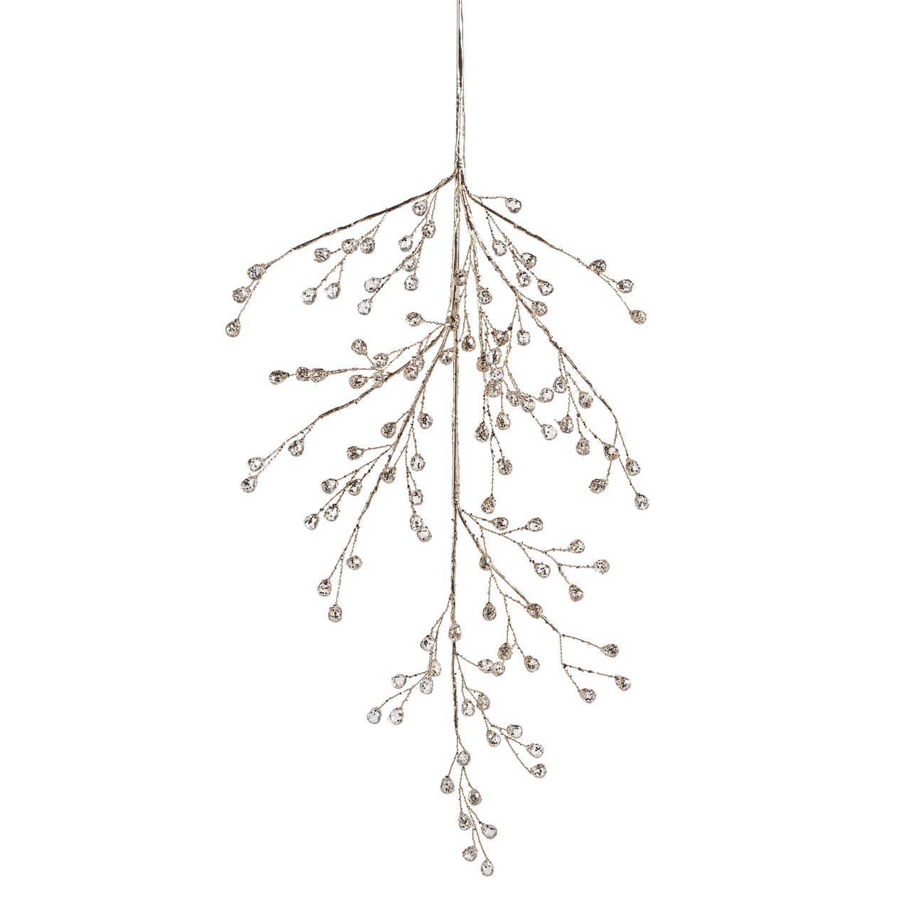 Beaded Glass Berry Pick - Clear and Gold - Christmas Decor by Carlyle Avenue