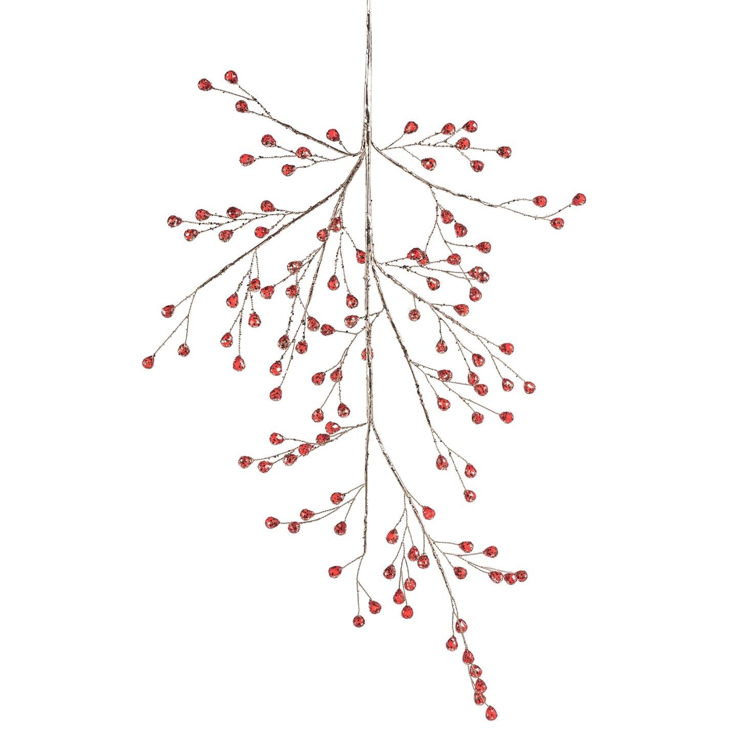 Beaded Glass Berry Pick - Red and Gold - Christmas Decor by Carlyle Avenue