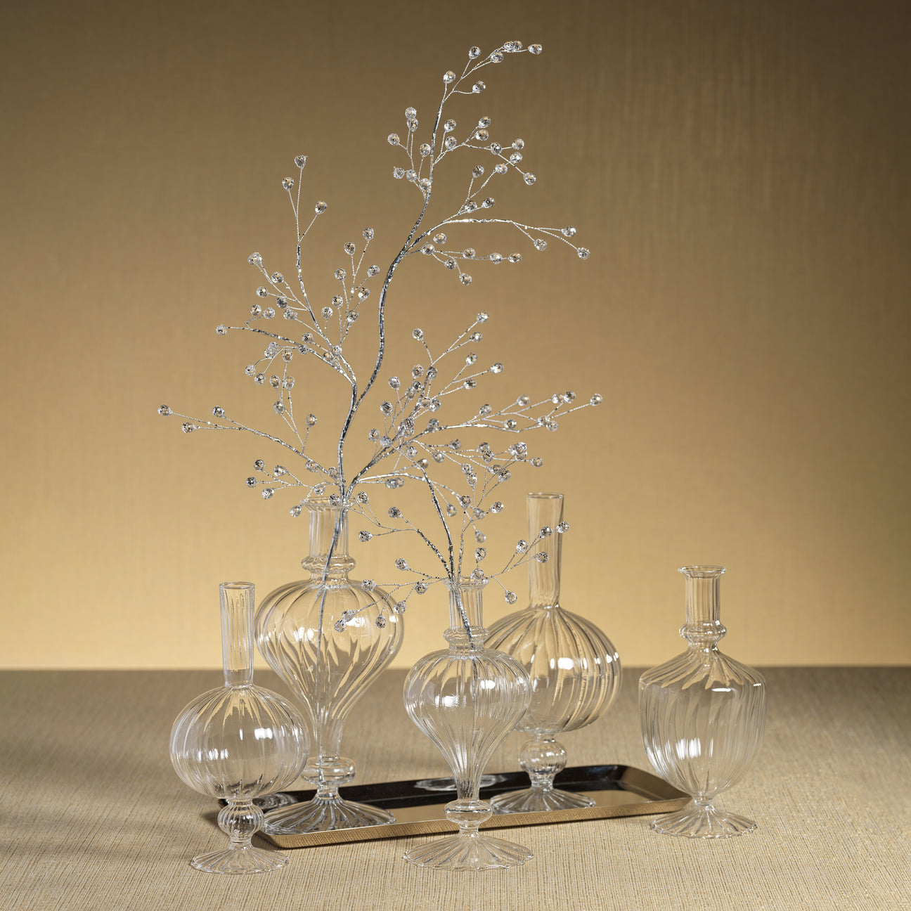Beaded Glass Berry Pick - Clear & Silver - Christmas Decor by Carlyle Avenue