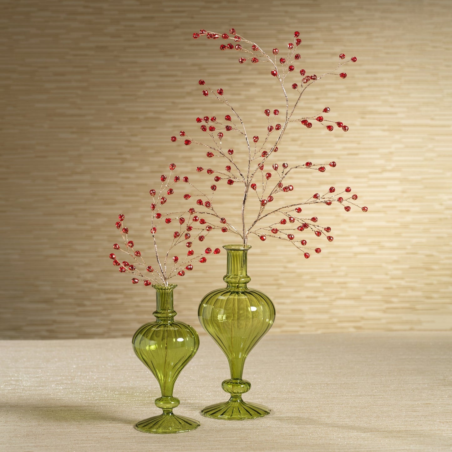 Beaded Glass Berry Pick - Red and Gold - Christmas Decor by Carlyle Avenue