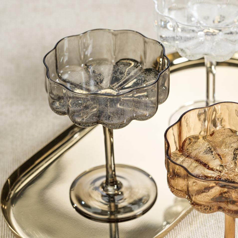 Rocco Handblown Coupe - Smoke - Set of 4 - Drinkware Sets by Carlyle Avenue