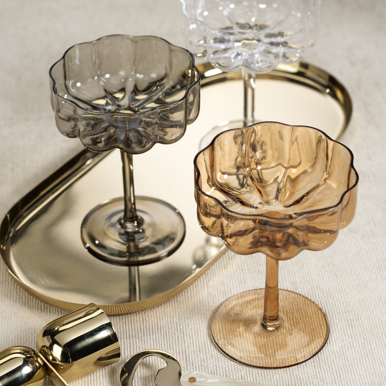 Rocco Handblown Coupe - Amber (Single) - Drinkware Sets by Carlyle Avenue