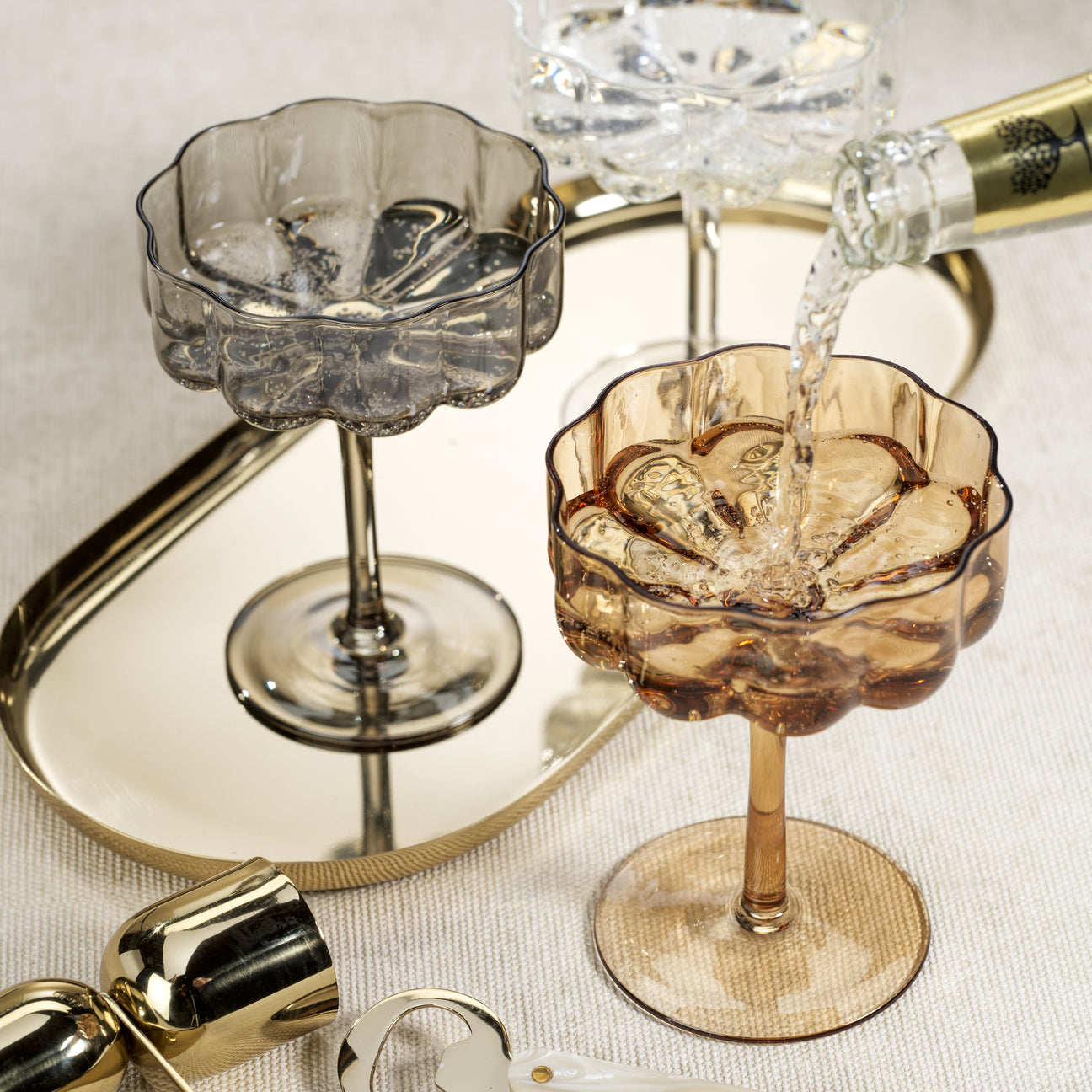 Rocco Handblown Coupe - Amber (Single) - Drinkware Sets by Carlyle Avenue