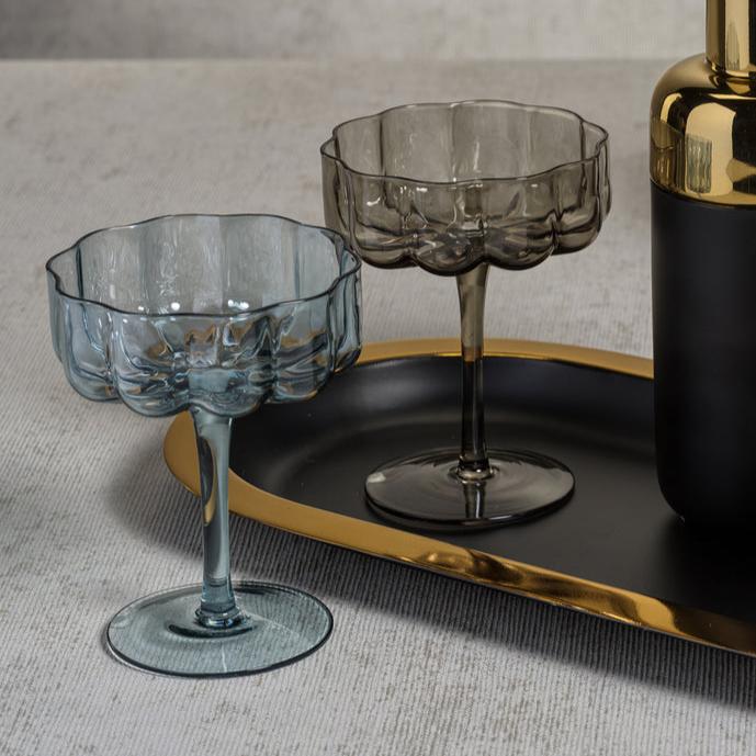 Rocco Handblown Coupe - Blue - Set of 4 - Drinkware Sets by Carlyle Avenue