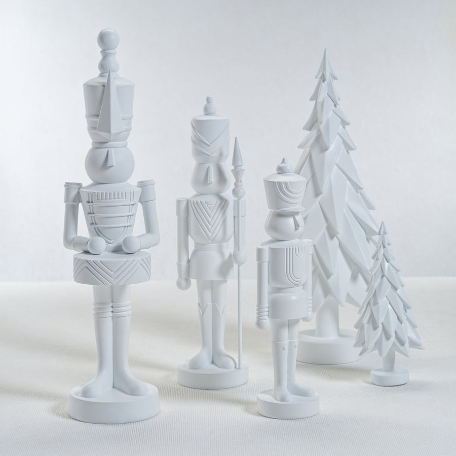 Set of 3 Assorted Resin Soldiers - Matte White - Christmas Decor by Carlyle Avenue