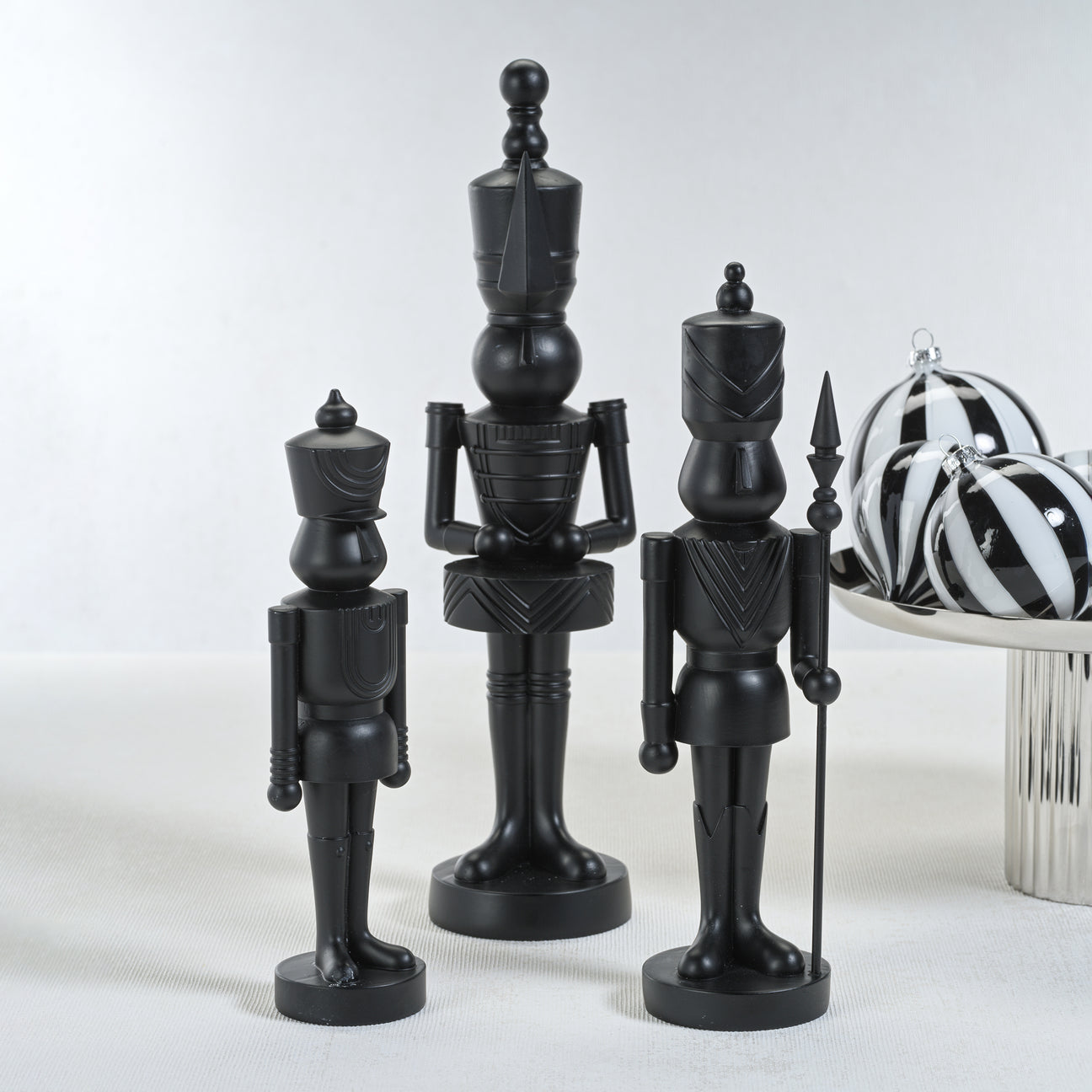 Set of 3 Assorted Resin Soldiers - Matte Black - Christmas Decor by Carlyle Avenue