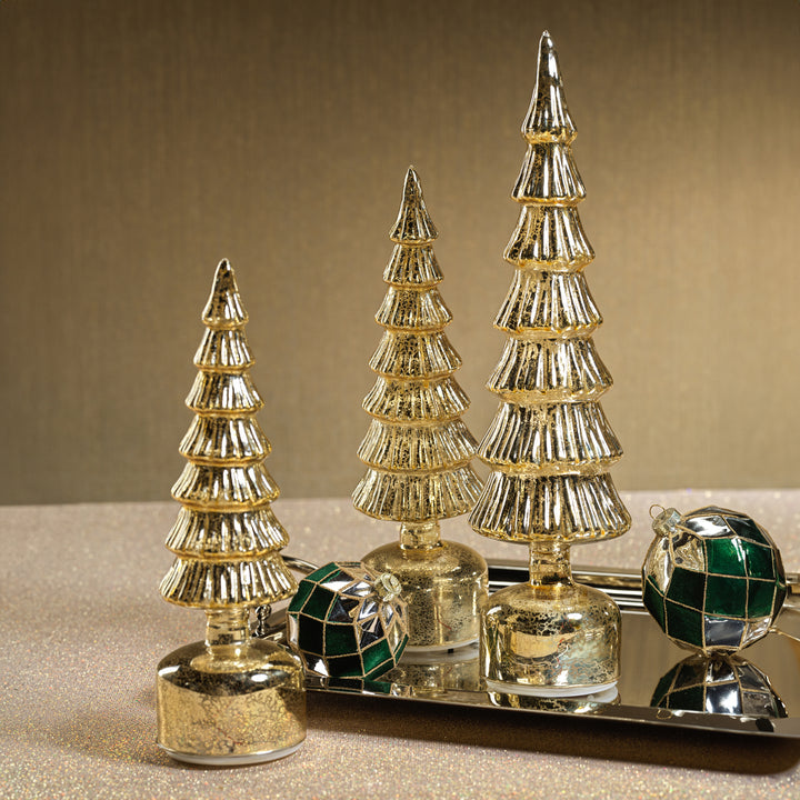 Alpine Rotating LED Tree - Antique Silver Gold - Christmas Decor by Carlyle Avenue
