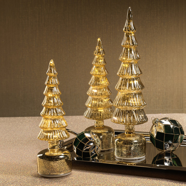 Alpine Rotating LED Tree - Antique Silver Gold - Christmas Decor by Carlyle Avenue