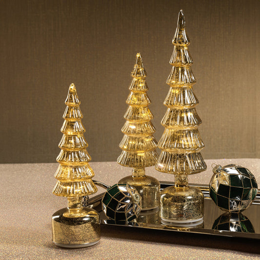 Alpine Rotating LED Tree - Antique Silver Gold - Christmas Decor by Carlyle Avenue