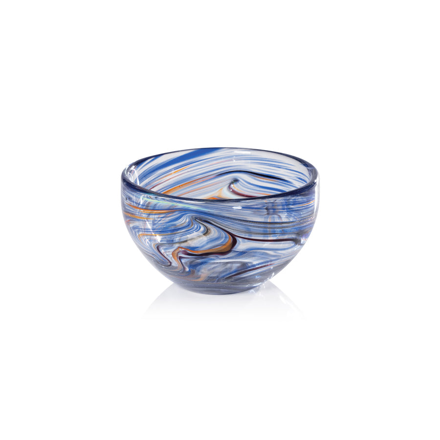 Delphine Glass Bowl - Multi Blue - Bowls by Carlyle Avenue