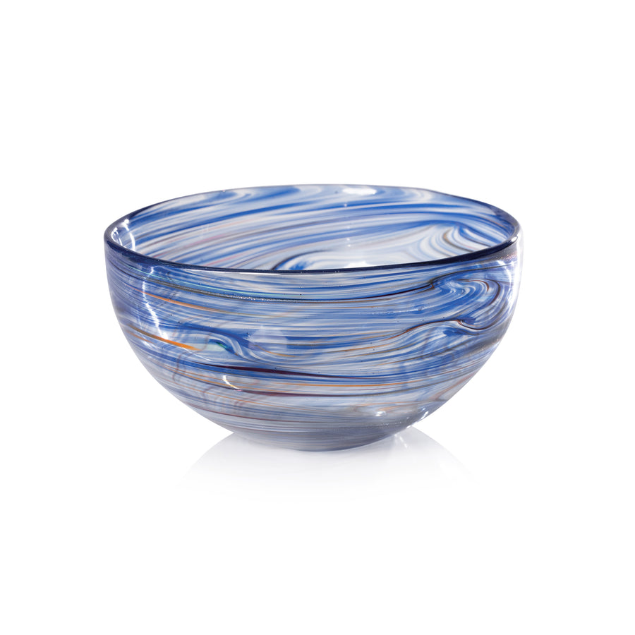 Delphine Glass Bowl - Multi Blue - Bowls by Carlyle Avenue
