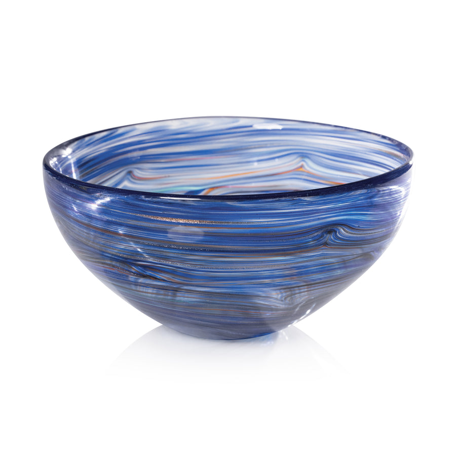 Delphine Glass Bowl - Multi Blue - Bowls by Carlyle Avenue