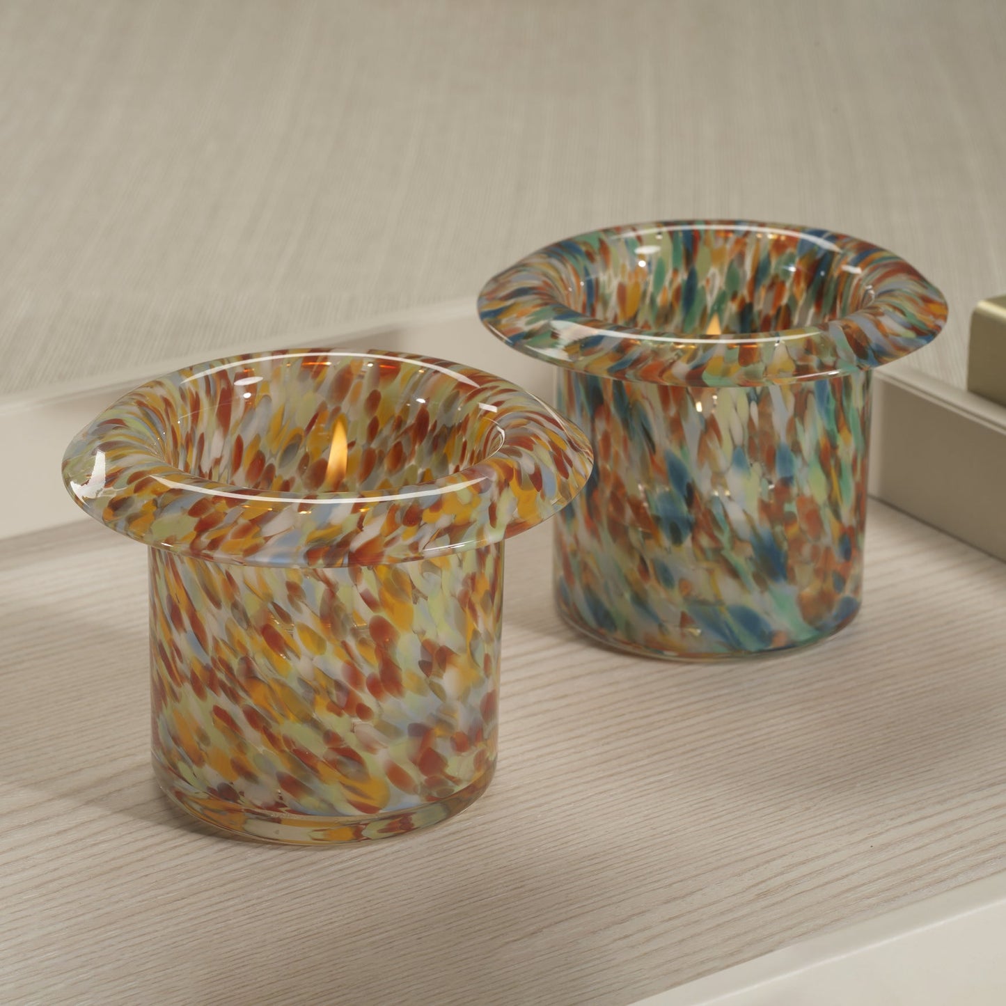 Celia Opal Confetti Glass Multipurpose Candle Holder / Vase
