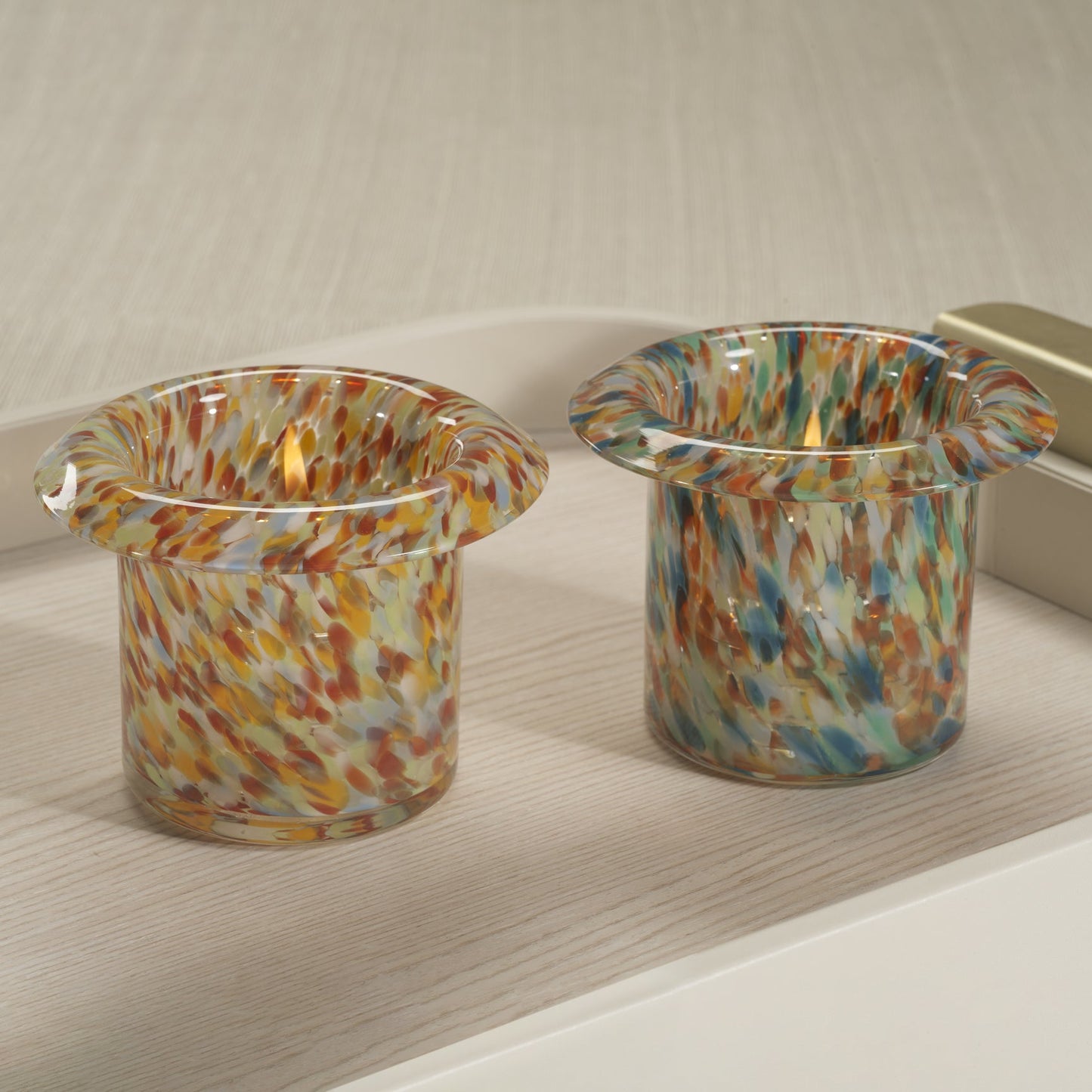 Celia Opal Confetti Glass Multipurpose Candle Holder / Vase