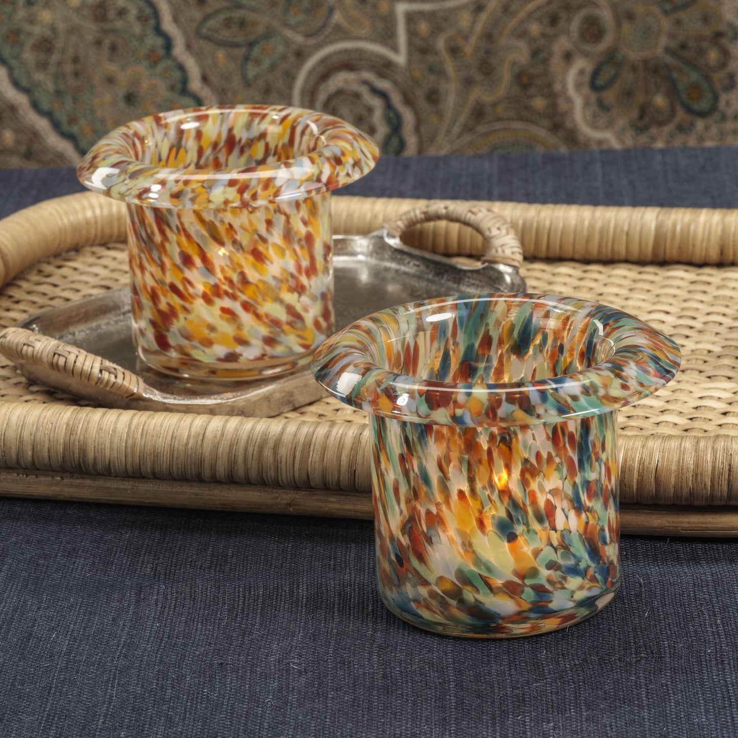 Celia Opal Confetti Glass Multipurpose Candle Holder / Vase