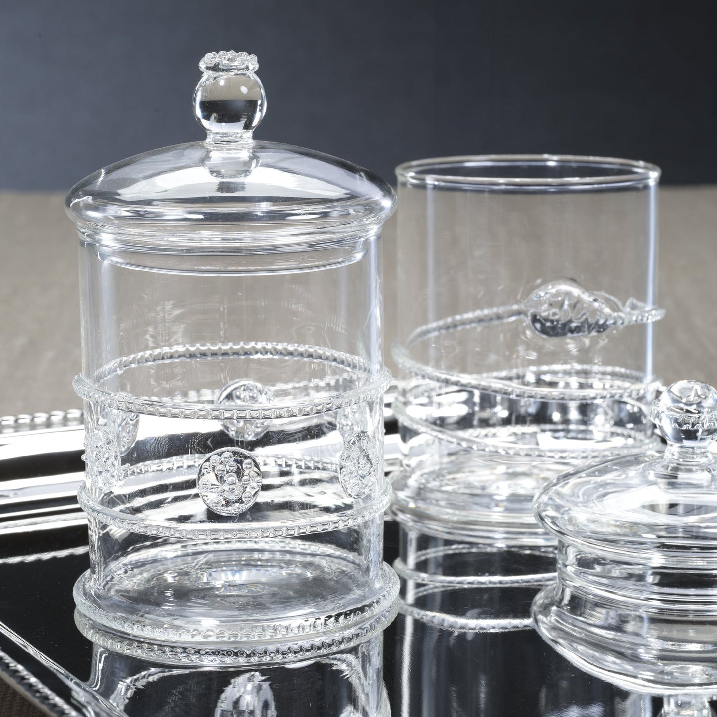 Juliet Lidded Glass Jars Set of Two Assorted - Jar by Carlyle Avenue