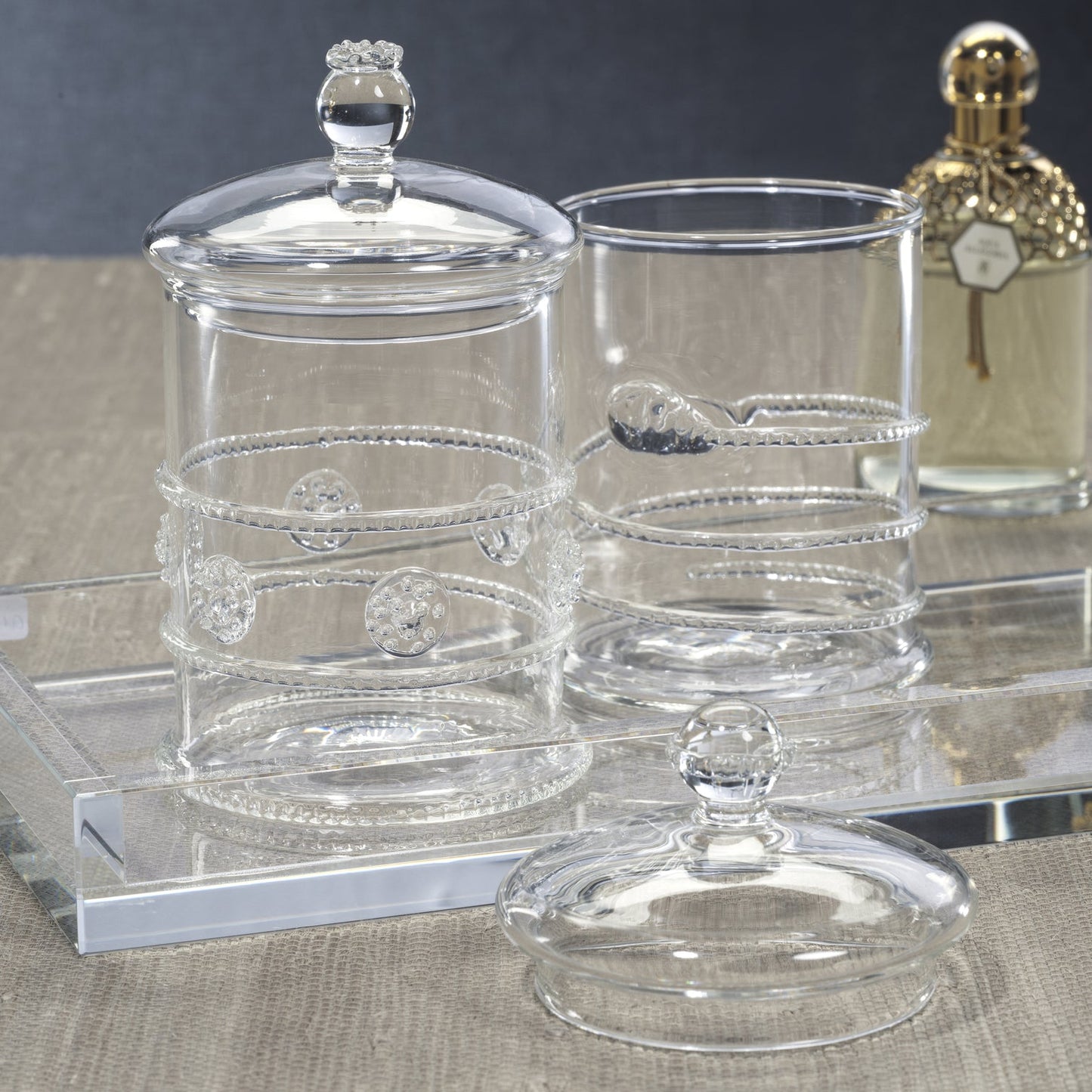 Juliet Lidded Glass Jars Set of Two Assorted - Jar by Carlyle Avenue