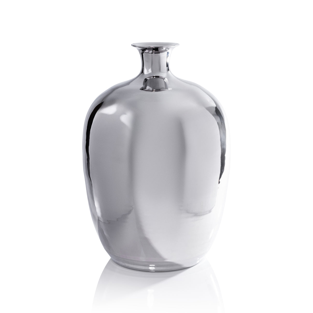 Stella Silver Metallic Ceramic Vase - Vases by Carlyle Avenue