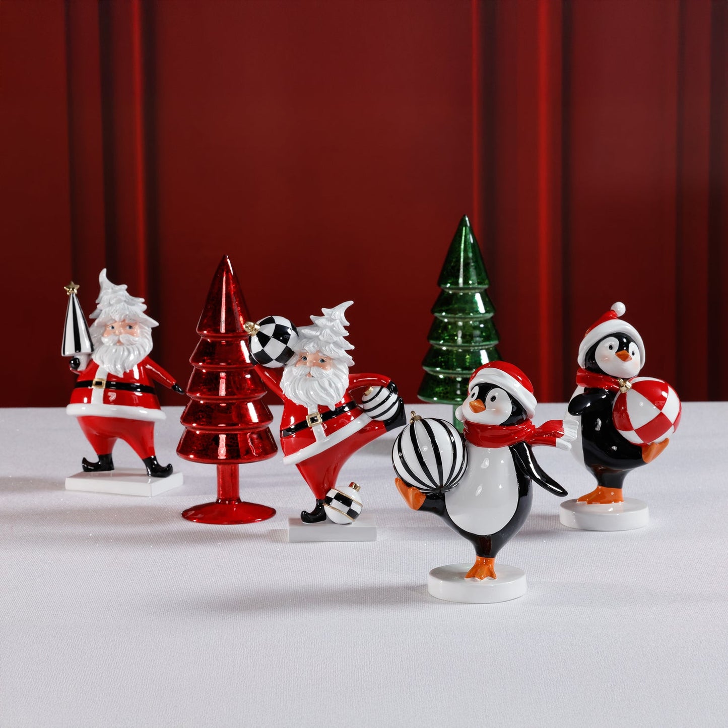 The Festive Four - 4 Assorted Pieces - Santa & Penguin - Christmas Decor by Carlyle Avenue