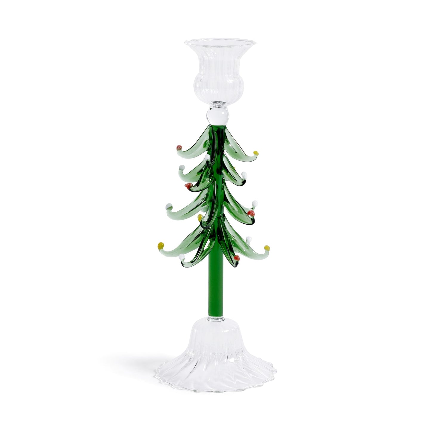 Holiday Icon Candle Holder - Clear & Green - Candle Holders by Carlyle Avenue