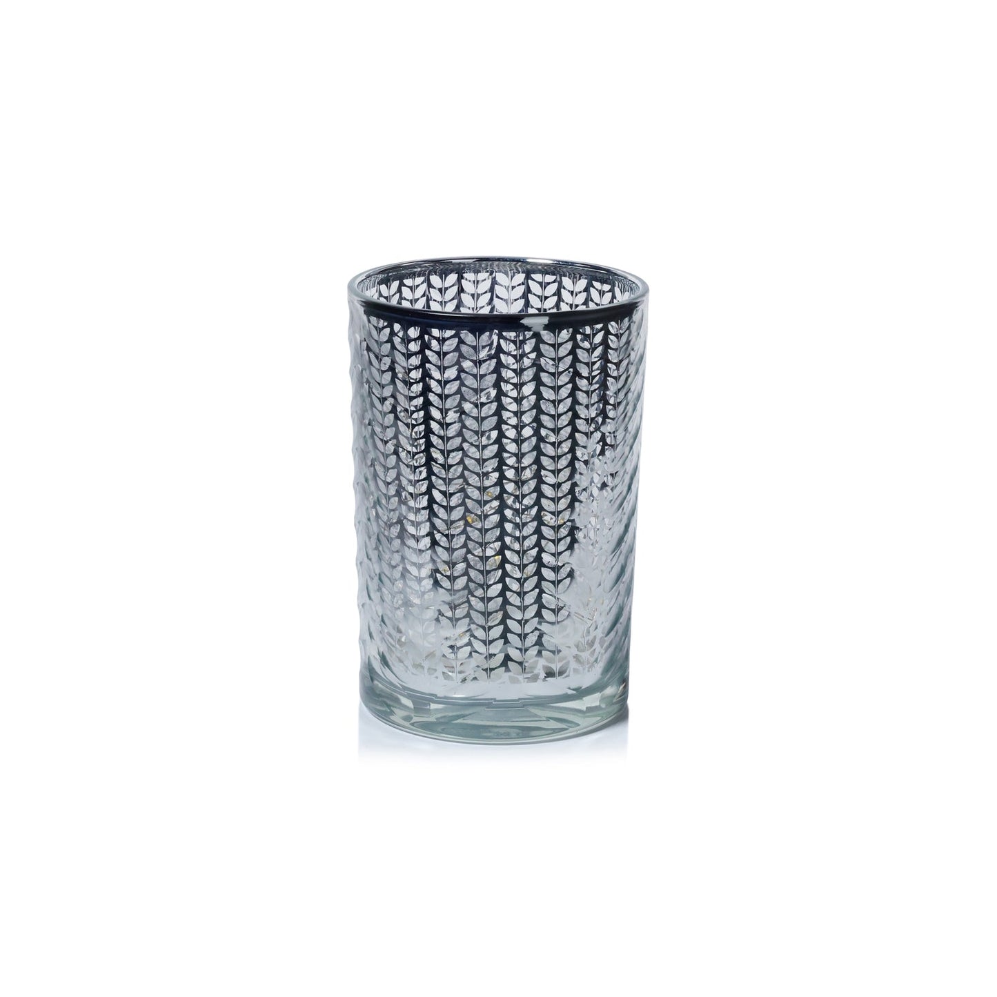 Laser Etched Metallic LED Hurricane - Silver - Candle Holders by Carlyle Avenue