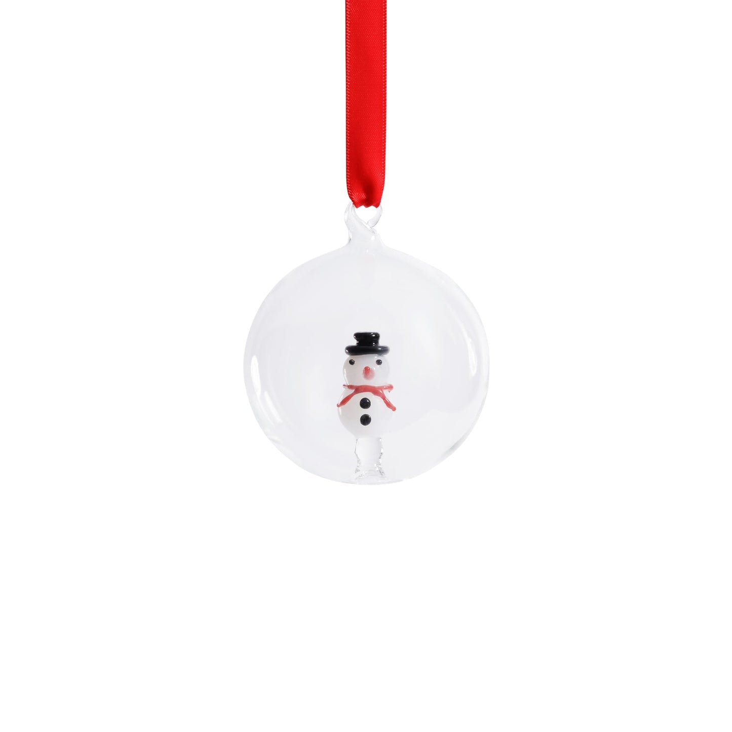 Clear Glass Snowman Ornament