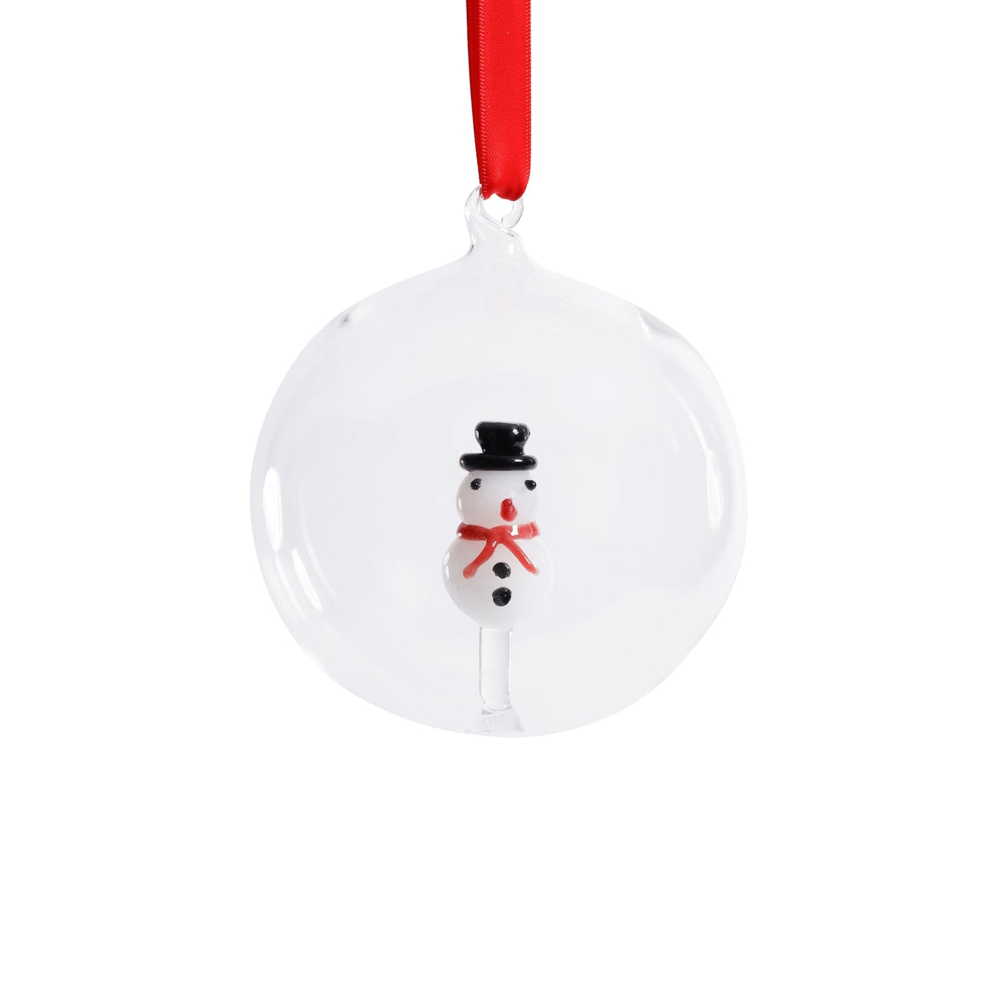 Clear Glass Snowman Ornament
