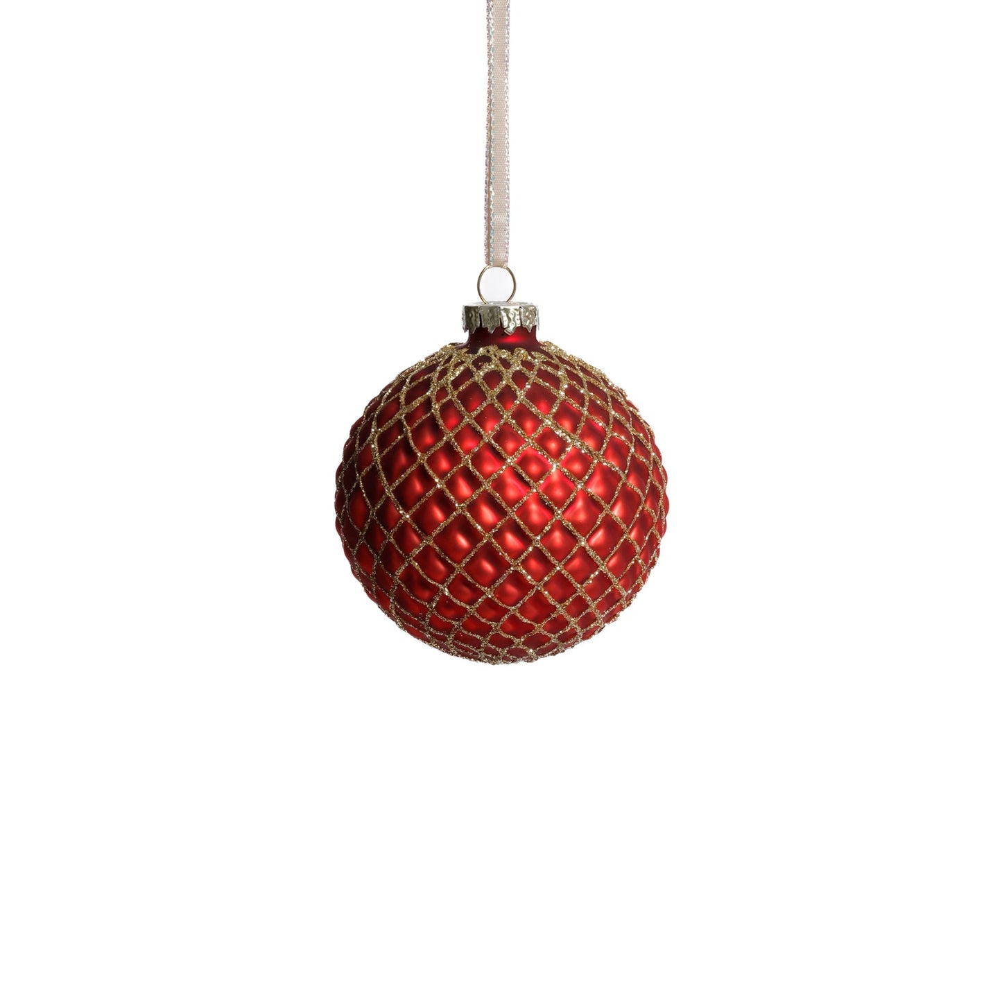 Metallic Glass Ball Ornament - Matte Red