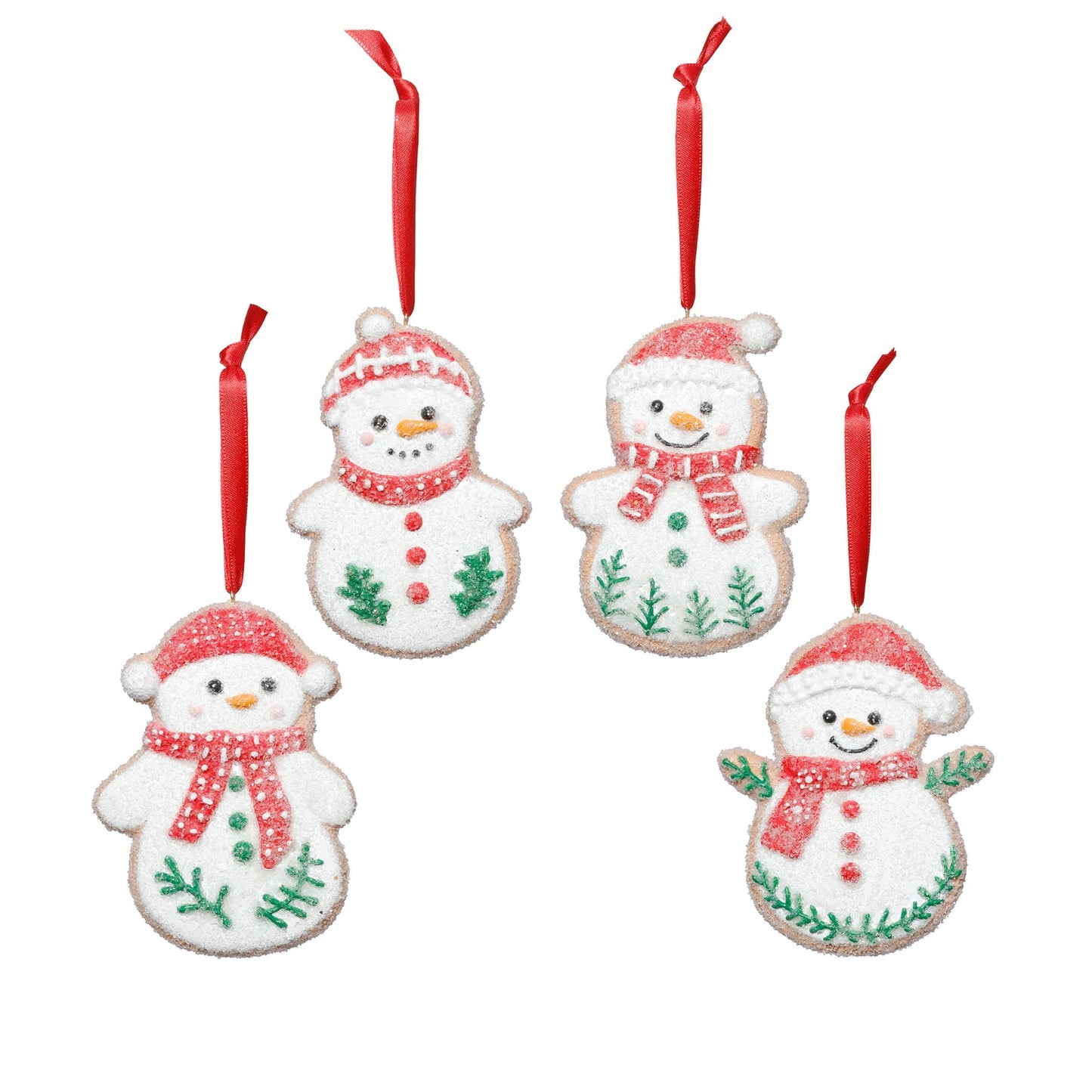Cookie Snowman Ornaments - Set of 4 Assorted