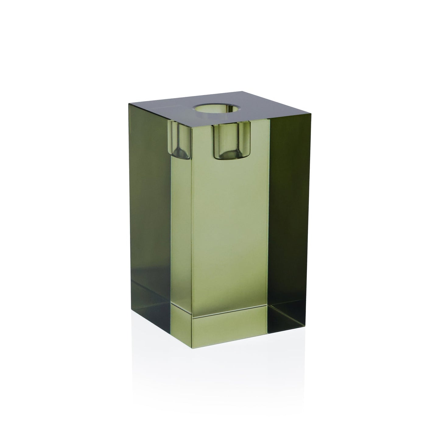 Crystal Glass Taper Holder - Green - Candle Holders by Carlyle Avenue