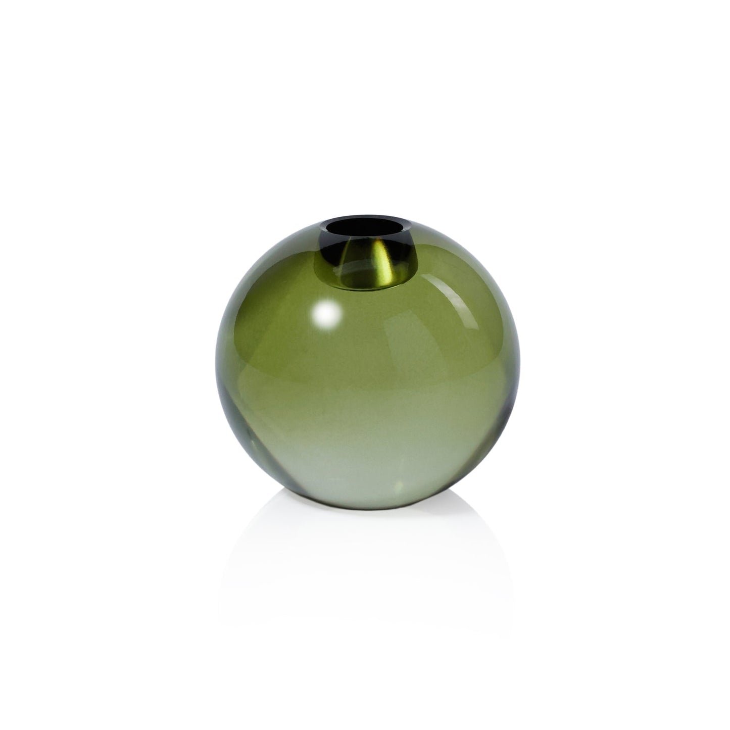 Crystal Glass Taper Holder - Green - Candle Holders by Carlyle Avenue