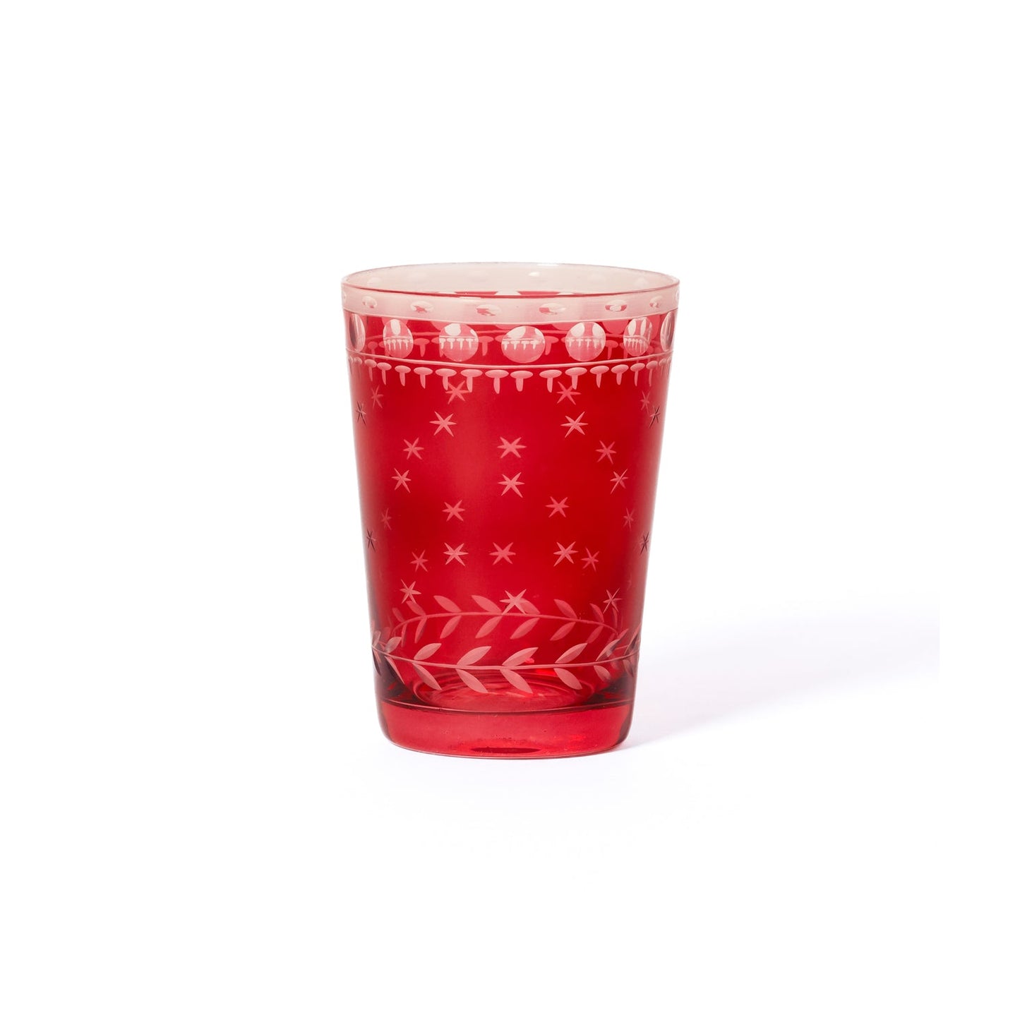 Hand Cut Glass / Tealight Holder - Red