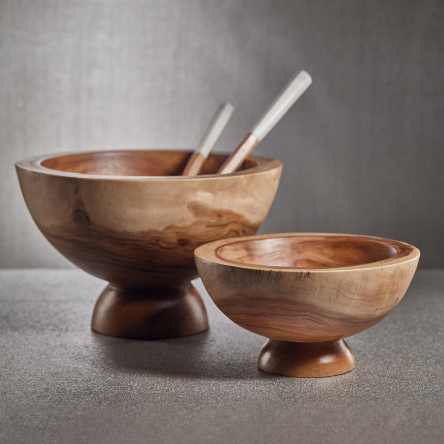 Alpina Wooden Footed Bowl - Natural - Bowls by Carlyle Avenue