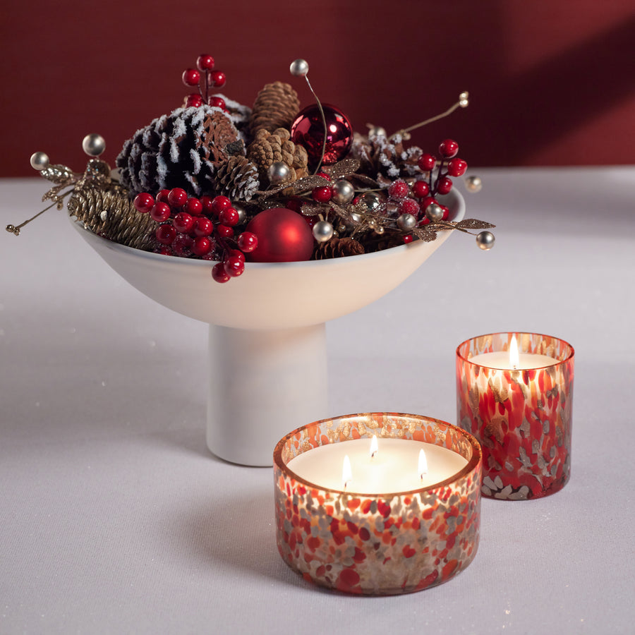 Spangled Glass Scented Candle - Red & Gold - Home Fragrance by Carlyle Avenue