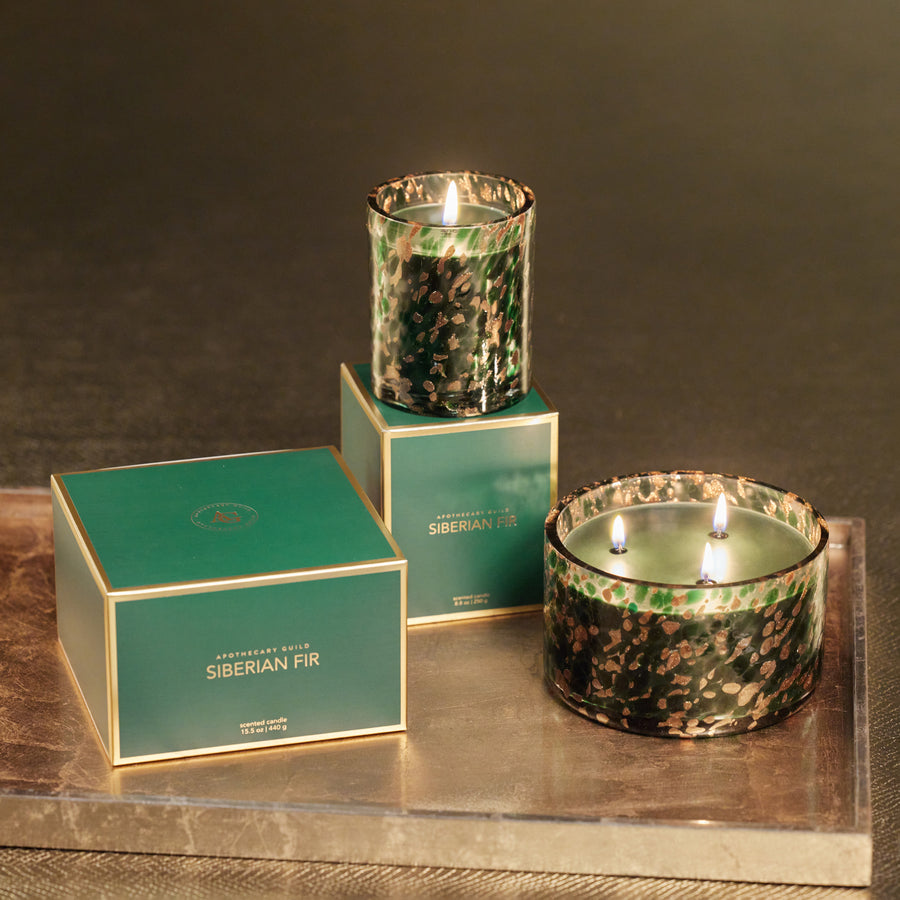 Spangled Glass Scented Candle - Green & Gold - Home Fragrance by Carlyle Avenue