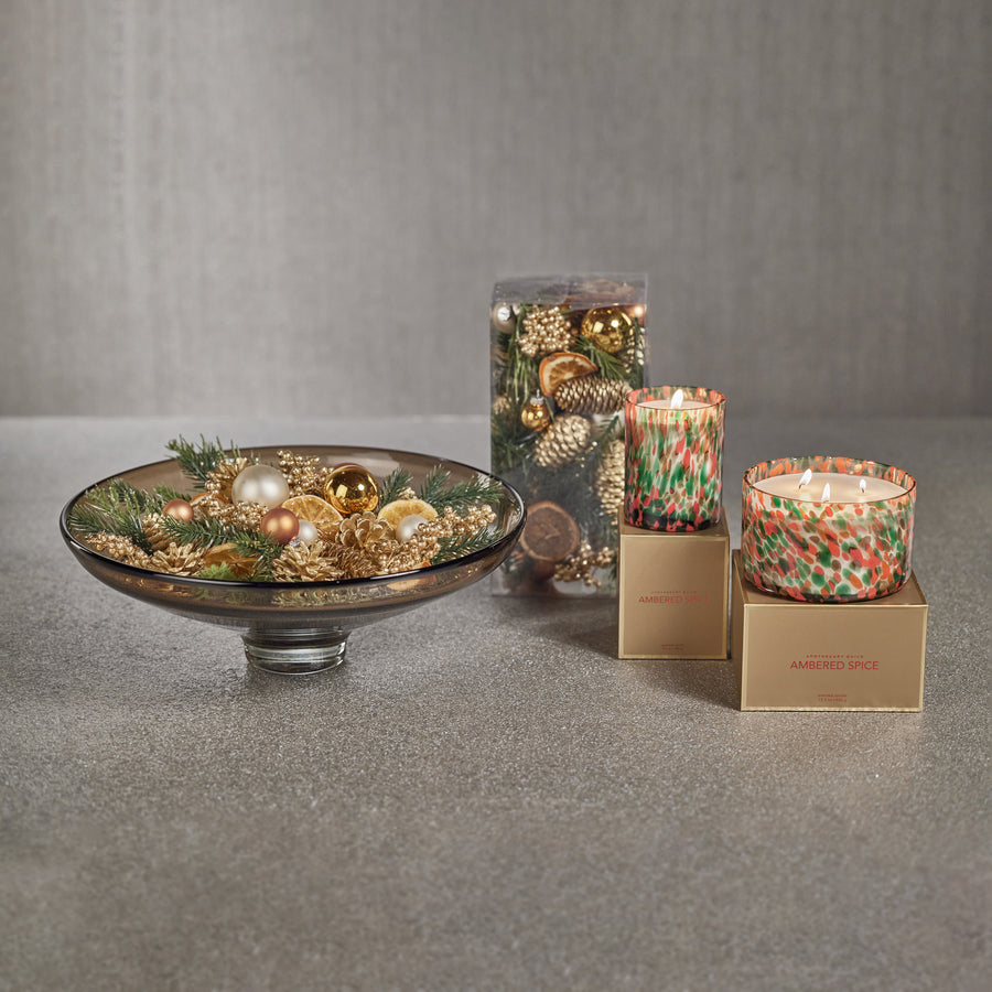 Spangled Glass Scented Candle - Red, Green & Gold - Home Fragrance by Carlyle Avenue