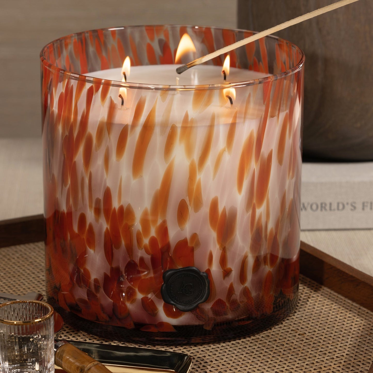 AG Opal Glass Candle - Red - Cardamom Negroni - Candles by Carlyle Avenue