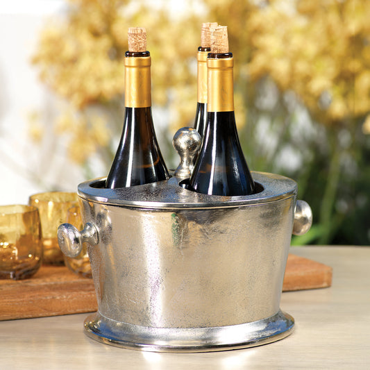 Raw Aluminum Three Bottle Wine Holder - Nickel - Barware by Carlyle Avenue