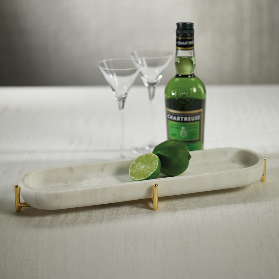 Palomar Marble Tray on Metal Stand - Large - Tray by Carlyle Avenue