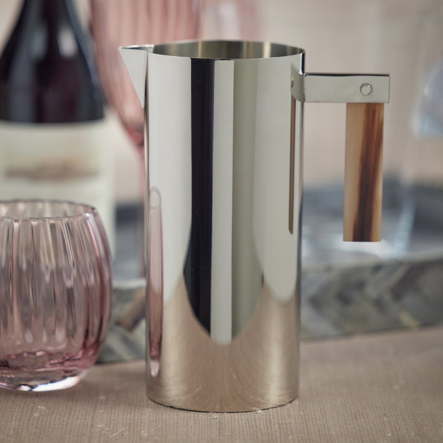 The Beaumont Nickel Pitcher with Horn Handle - Drinkware by Carlyle Avenue