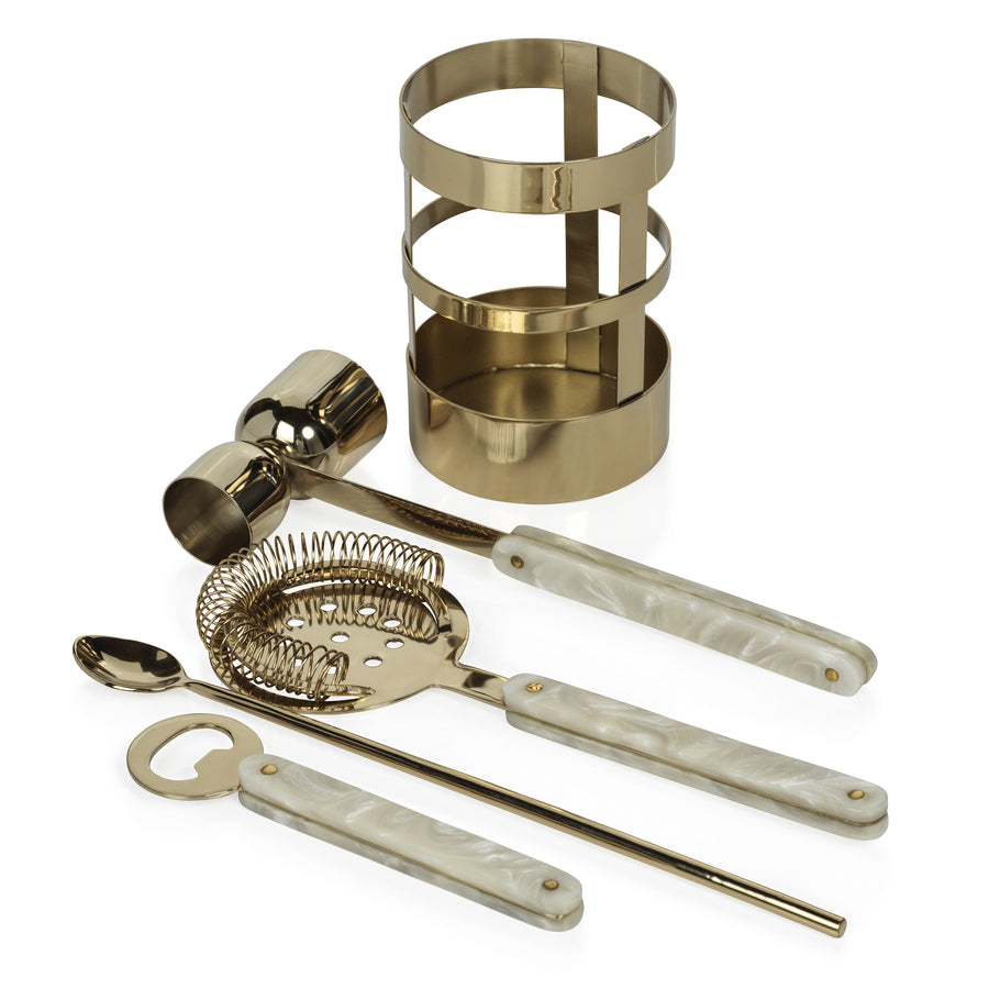 Knightsbridge 5 Piece Bar Set - Gold - Barware by Carlyle Avenue