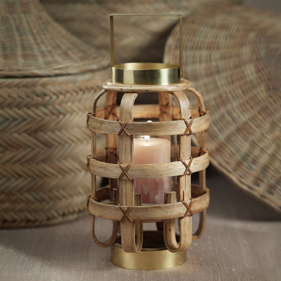 Palomar Bamboo with Brass Trim Lantern - Lantern by Carlyle Avenue