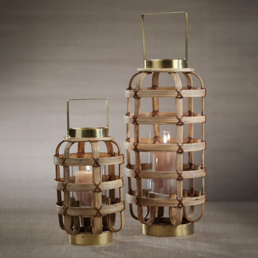 Palomar Bamboo with Brass Trim Lantern - Lantern by Carlyle Avenue