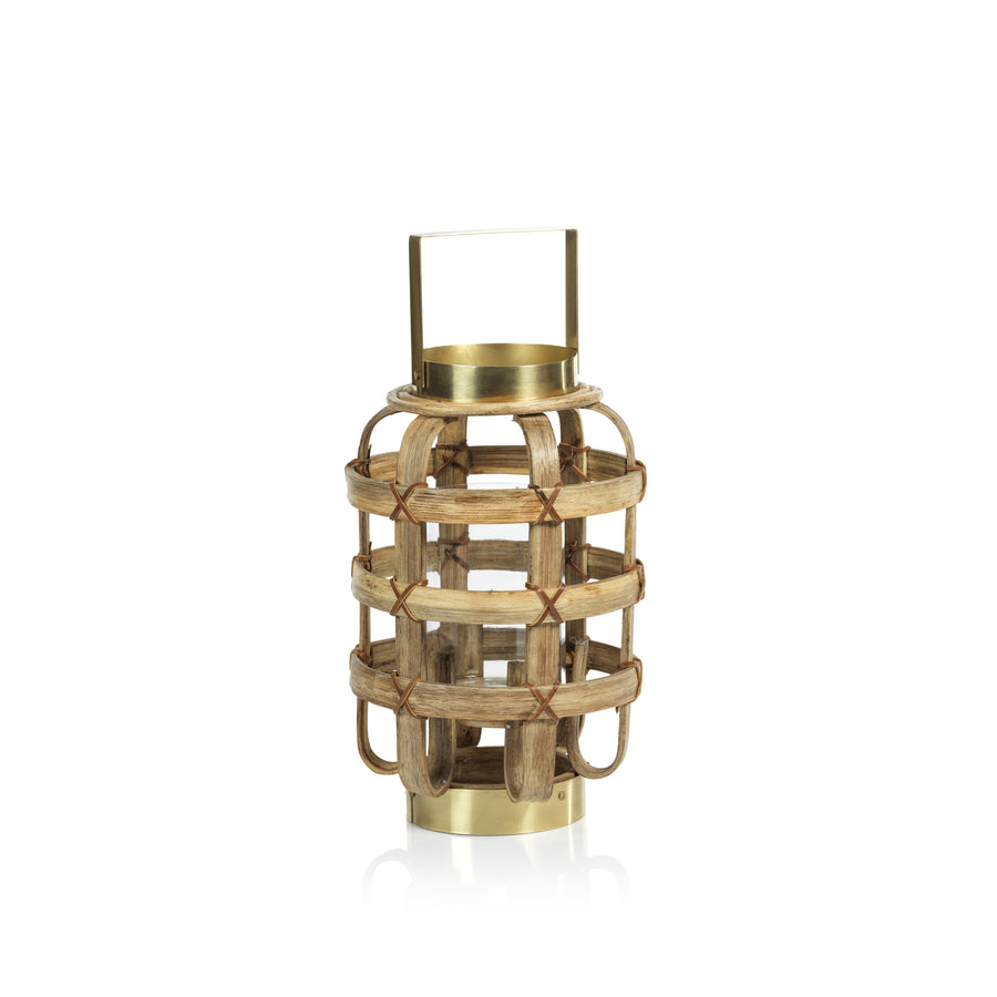 Palomar Bamboo with Brass Trim Lantern - Lantern by Carlyle Avenue