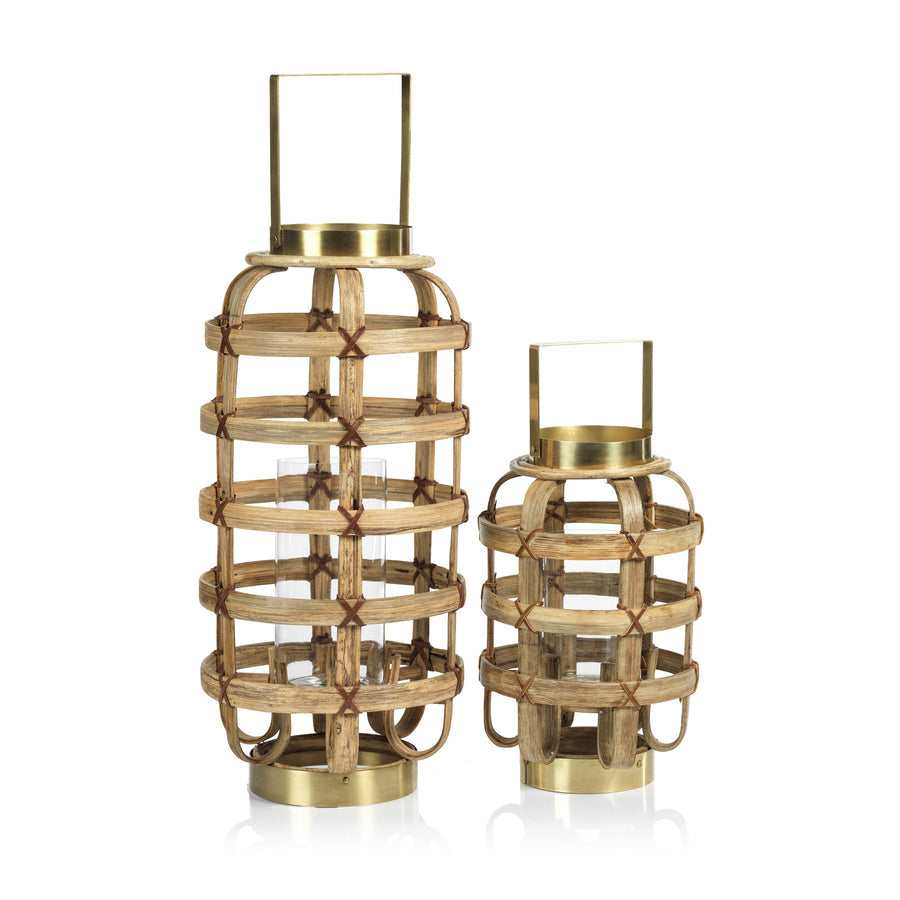 Palomar Bamboo with Brass Trim Lantern - Lantern by Carlyle Avenue